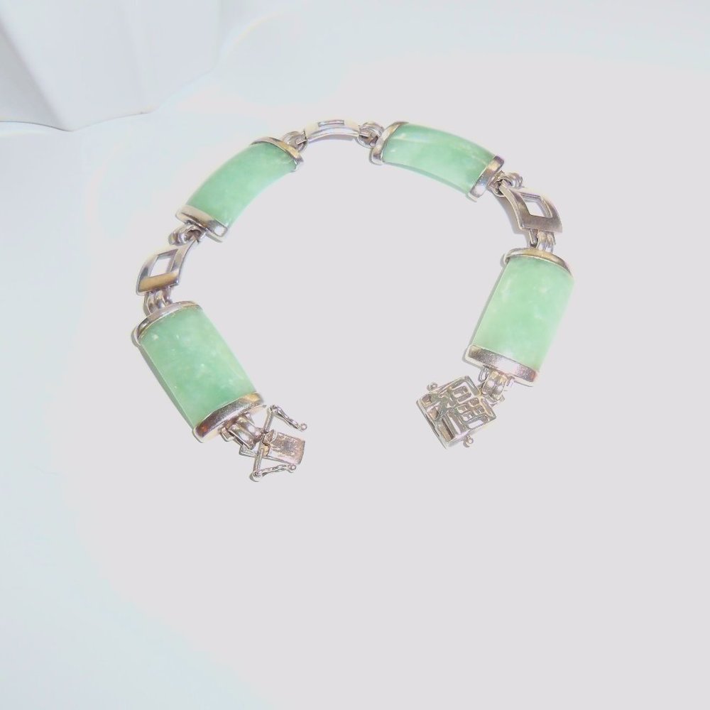 Jade 925 Sterling Silver Link Bracelet